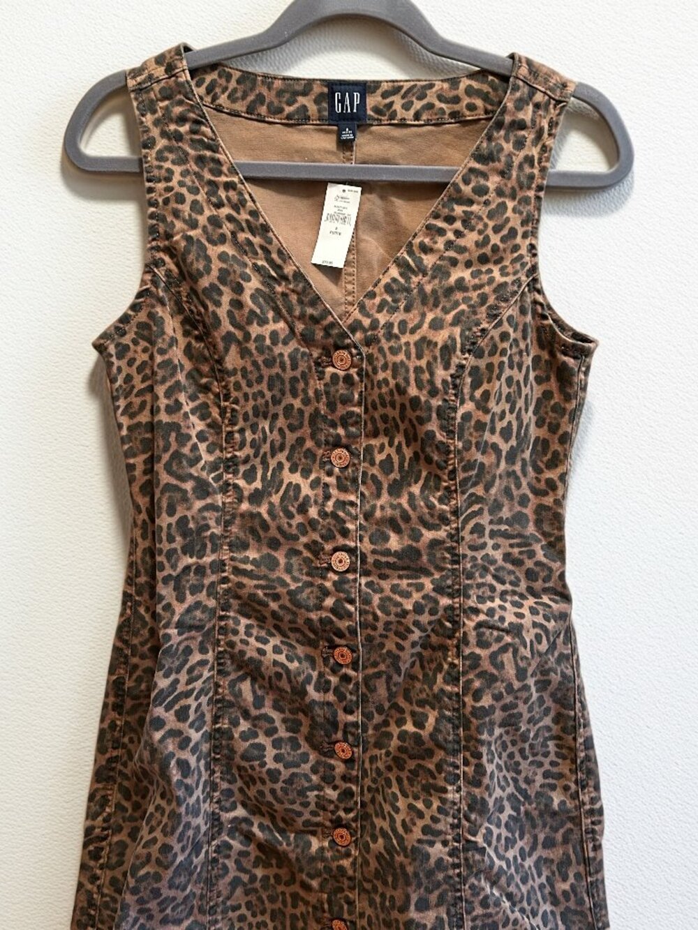 GAP size petite small leopard print mini dress